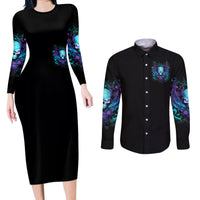 Angel Skull Couples Matching Long Sleeve Bodycon Dress and Long Sleeve Button Shirt I'm Not Anti-Social I'm Just Not User Friendly - Wonder Print Shop