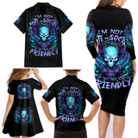 Angel Skull Family Matching Long Sleeve Bodycon Dress and Hawaiian Shirt I'm Not Anti-Social I'm Just Not User Friendly - Wonder Print Shop