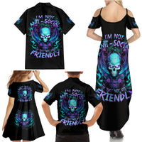 Angel Skull Family Matching Summer Maxi Dress and Hawaiian Shirt I'm Not Anti-Social I'm Just Not User Friendly - Wonder Print Shop