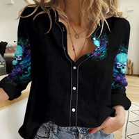 Angel Skull Women Casual Shirt I'm Not Anti-Social I'm Just Not User Friendly - Wonder Print Shop