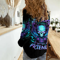 Angel Skull Women Casual Shirt I'm Not Anti-Social I'm Just Not User Friendly - Wonder Print Shop