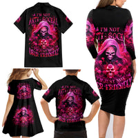 Witch Skull Family Matching Long Sleeve Bodycon Dress and Hawaiian Shirt I'm Not Anti-Social I'm Just Not User Friendly - Wonder Print Shop