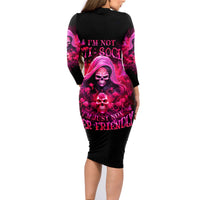 Witch Skull Family Matching Long Sleeve Bodycon Dress and Hawaiian Shirt I'm Not Anti-Social I'm Just Not User Friendly - Wonder Print Shop