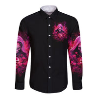 Witch Skull Long Sleeve Button Shirt I'm Not Anti-Social I'm Just Not User Friendly - Wonder Print Shop