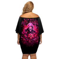 Witch Skull Off Shoulder Short Dress I'm Not Anti-Social I'm Just Not User Friendly - Wonder Print Shop