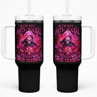 Witch Skull Tumbler With Handle I'm Not Anti-Social I'm Just Not User Friendly - Wonder Print Shop