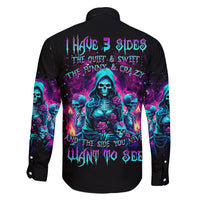 Witch Skull Family Matching Off Shoulder Long Sleeve Dress and Hawaiian Shirt I Have 3 Sides And The Side You Never Want To See - Wonder Print Shop