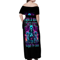 Witch Skull Family Matching Off Shoulder Maxi Dress and Hawaiian Shirt I Have 3 Sides And The Side You Never Want To See - Wonder Print Shop