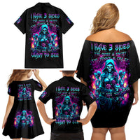 Witch Skull Family Matching Off Shoulder Short Dress and Hawaiian Shirt I Have 3 Sides And The Side You Never Want To See - Wonder Print Shop