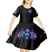 Witch Skull Kid Short Sleeve Dress I Have 3 Sides And The Side You Never Want To See - Wonder Print Shop