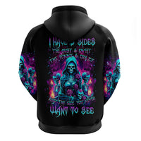 Witch Skull Zip Hoodie I Have 3 Sides And The Side You Never Want To See - Wonder Print Shop