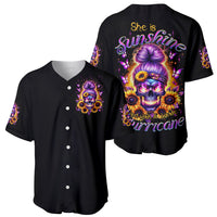 Sunflower Skull Baseball Jersey She Is Sunshine Mixed With A Little Hurricane - Wonder Print Shop