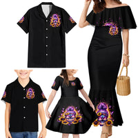 Sunflower Skull Family Matching Mermaid Dress and Hawaiian Shirt She Is Sunshine Mixed With A Little Hurricane - Wonder Print Shop