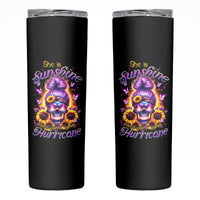 Sunflower Skull Skinny Tumbler She Is Sunshine Mixed With A Little Hurricane - Wonder Print Shop