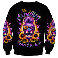 Sunflower Skull Sweatshirt She Is Sunshine Mixed With A Little Hurricane - Wonder Print Shop