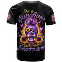 Sunflower Skull T Shirt She Is Sunshine Mixed With A Little Hurricane - Wonder Print Shop