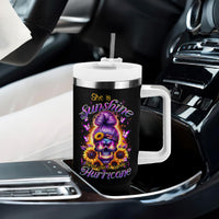 Sunflower Skull Tumbler With Handle She Is Sunshine Mixed With A Little Hurricane - Wonder Print Shop
