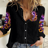 Sunflower Skull Women Casual Shirt She Is Sunshine Mixed With A Little Hurricane - Wonder Print Shop