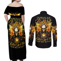 Fairy Skull Couples Matching Off Shoulder Maxi Dress and Long Sleeve Button Shirt The Good Girl In Me Got Tired Of The Bullshit - Wonder Print Shop