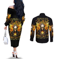 Fairy Skull Couples Matching Off The Shoulder Long Sleeve Dress and Long Sleeve Button Shirt The Good Girl In Me Got Tired Of The Bullshit