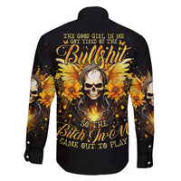 Fairy Skull Family Matching Off Shoulder Long Sleeve Dress and Hawaiian Shirt The Good Girl In Me Got Tired Of The Bullshit - Wonder Print Shop