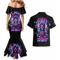 Flower Skull Couples Matching Mermaid Dress and Hawaiian Shirt Stuck Between IDK IDC - Wonder Print Shop