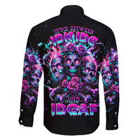 Flower Skull Family Matching Long Sleeve Bodycon Dress and Hawaiian Shirt Stuck Between IDK IDC - Wonder Print Shop