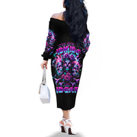 Flower Skull Family Matching Off Shoulder Long Sleeve Dress and Hawaiian Shirt Stuck Between IDK IDC - Wonder Print Shop