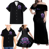 Flower Skull Family Matching Off Shoulder Maxi Dress and Hawaiian Shirt Stuck Between IDK IDC - Wonder Print Shop