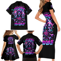Flower Skull Family Matching Short Sleeve Bodycon Dress and Hawaiian Shirt Stuck Between IDK IDC - Wonder Print Shop