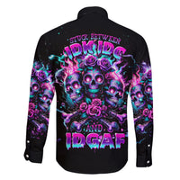 Flower Skull Family Matching Short Sleeve Bodycon Dress and Hawaiian Shirt Stuck Between IDK IDC - Wonder Print Shop