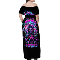 Flower Skull Off Shoulder Maxi Dress Stuck Between IDK IDC - Wonder Print Shop