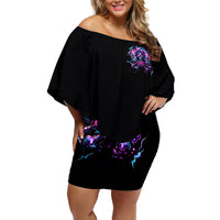 Flower Skull Off Shoulder Short Dress Stuck Between IDK IDC - Wonder Print Shop