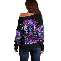 Flower Skull Off Shoulder Sweater Stuck Between IDK IDC - Wonder Print Shop
