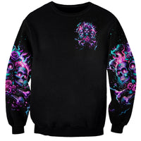 Flower Skull Sweatshirt Stuck Between IDK IDC - Wonder Print Shop
