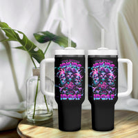 Flower Skull Tumbler With Handle Stuck Between IDK IDC - Wonder Print Shop
