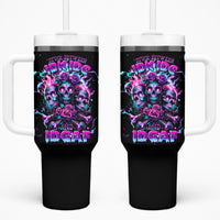Flower Skull Tumbler With Handle Stuck Between IDK IDC - Wonder Print Shop