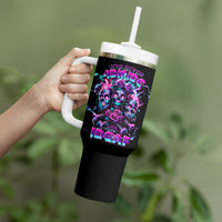 Flower Skull Tumbler With Handle Stuck Between IDK IDC - Wonder Print Shop