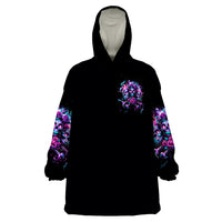 Flower Skull Wearable Blanket Hoodie Stuck Between IDK IDC - Wonder Print Shop