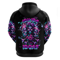 Flower Skull Zip Hoodie Stuck Between IDK IDC - Wonder Print Shop