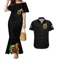 Rose Skull Couples Matching Mermaid Dress and Hawaiian Shirt Stuck Between IDK IDC - Wonder Print Shop