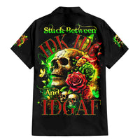 Rose Skull Family Matching Mermaid Dress and Hawaiian Shirt Stuck Between IDK IDC - Wonder Print Shop