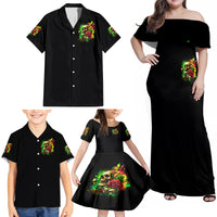 Rose Skull Family Matching Off Shoulder Maxi Dress and Hawaiian Shirt Stuck Between IDK IDC - Wonder Print Shop