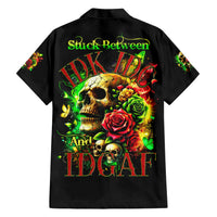 Rose Skull Family Matching Short Sleeve Bodycon Dress and Hawaiian Shirt Stuck Between IDK IDC - Wonder Print Shop