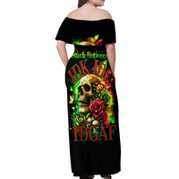 Rose Skull Off Shoulder Maxi Dress Stuck Between IDK IDC - Wonder Print Shop
