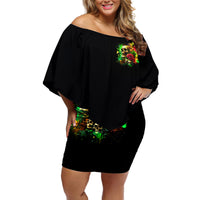 Rose Skull Off Shoulder Short Dress Stuck Between IDK IDC - Wonder Print Shop