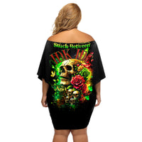 Rose Skull Off Shoulder Short Dress Stuck Between IDK IDC - Wonder Print Shop