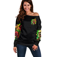 Rose Skull Off Shoulder Sweater Stuck Between IDK IDC - Wonder Print Shop