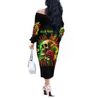 Rose Skull Off The Shoulder Long Sleeve Dress Stuck Between IDK IDC - Wonder Print Shop