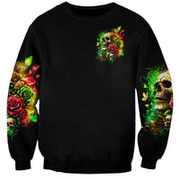 Rose Skull Sweatshirt Stuck Between IDK IDC - Wonder Print Shop